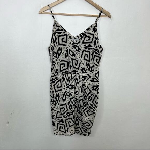 Amanda Uprichard Black White Geometric Silk Spaghetti Strap Mini Dress Size S - Picture 4 of 10